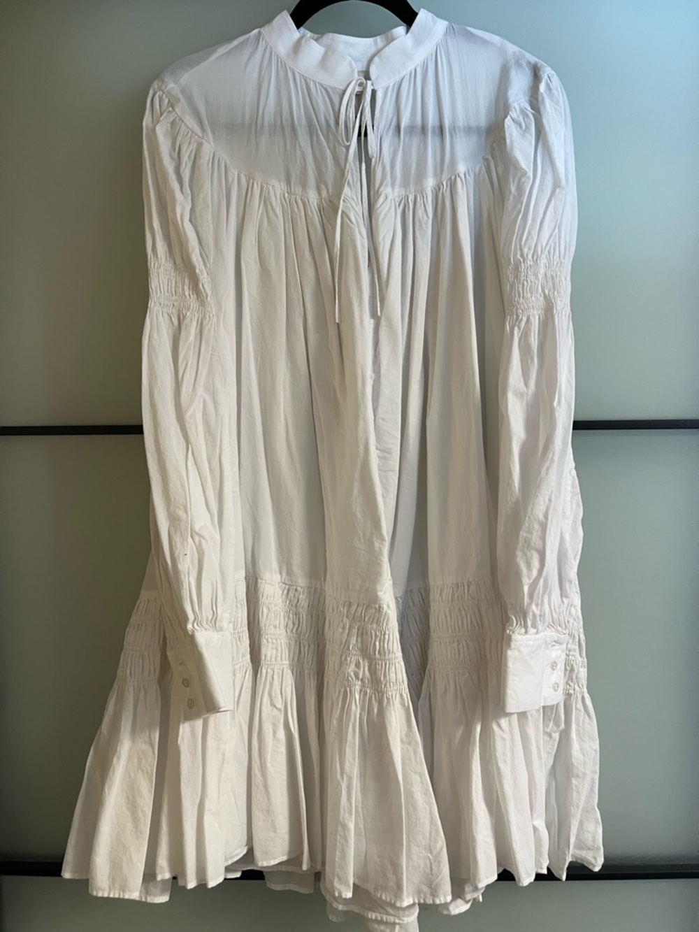 Lined H&M White Midi Dress with Smocked Details - 100% Cotton